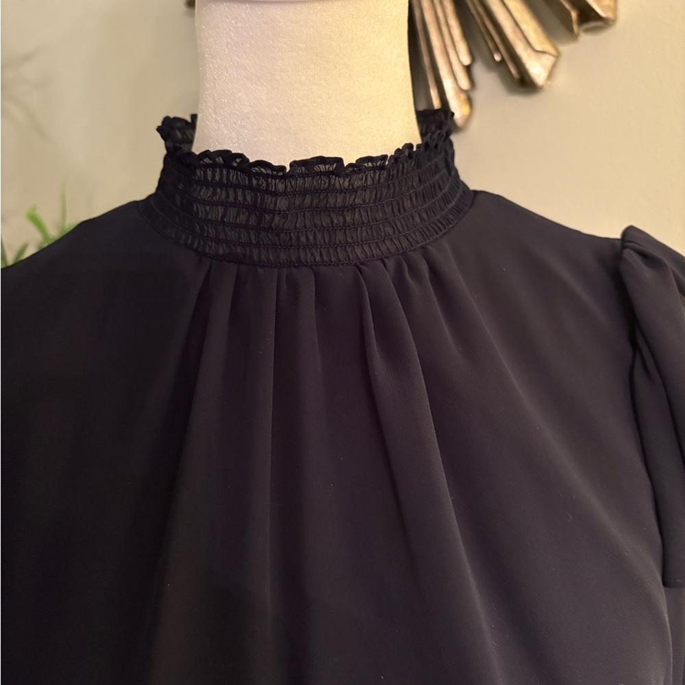 Elegant Navy Ruffle Dress - Picture 6 of 6
